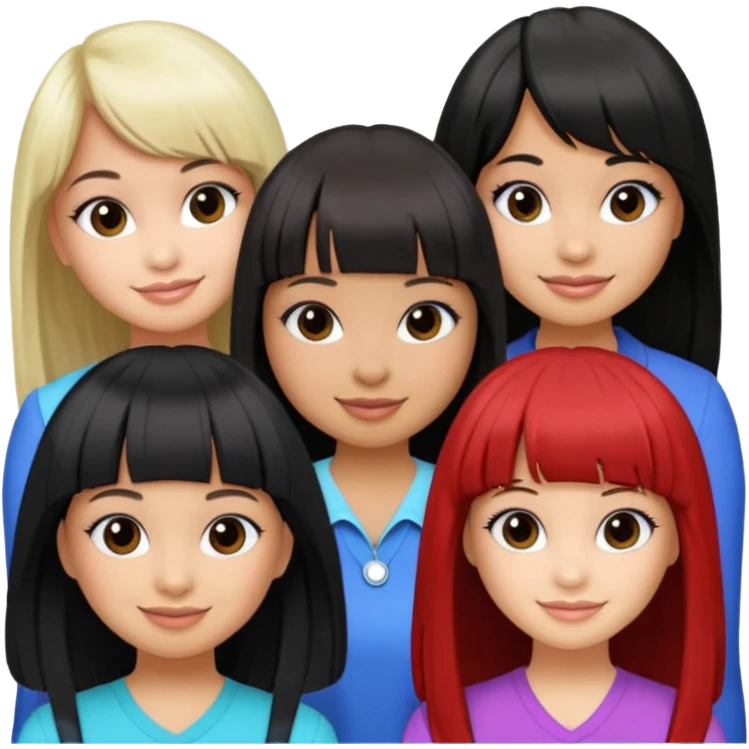 Raven-Symoné, Debby Ryan (straight bangs), and Jenna Ortega emoji
