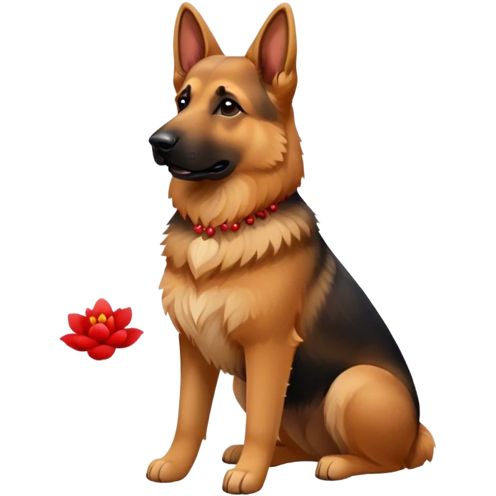 German Shepherd with flower red  emoji
