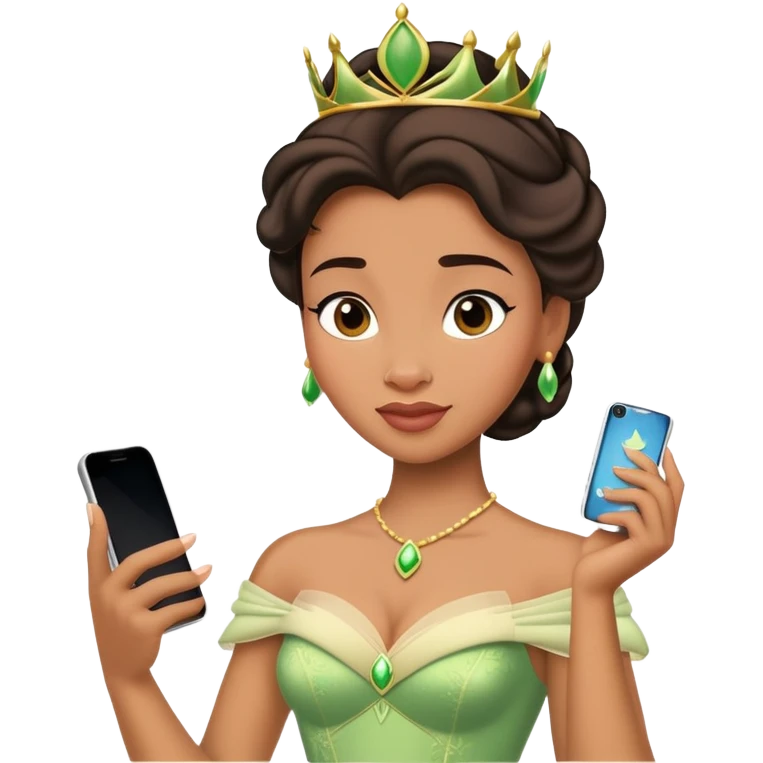 Princesa Tiana con el móvil  emoji