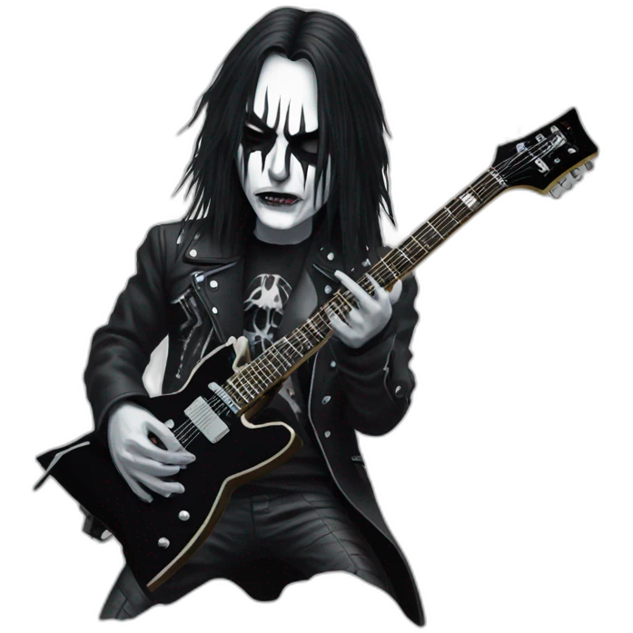 Black metal guitarist with corpse paint playing an electric guitar emoji