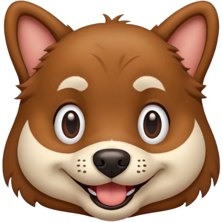 simplified smiling 2d dog with no nose emoji