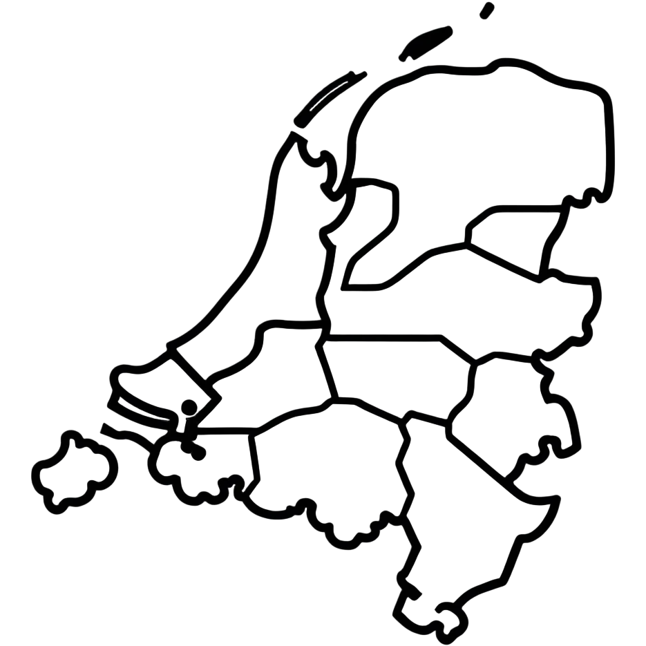 Colorful map of the Netherlands with iconic Dutch symbols emoji