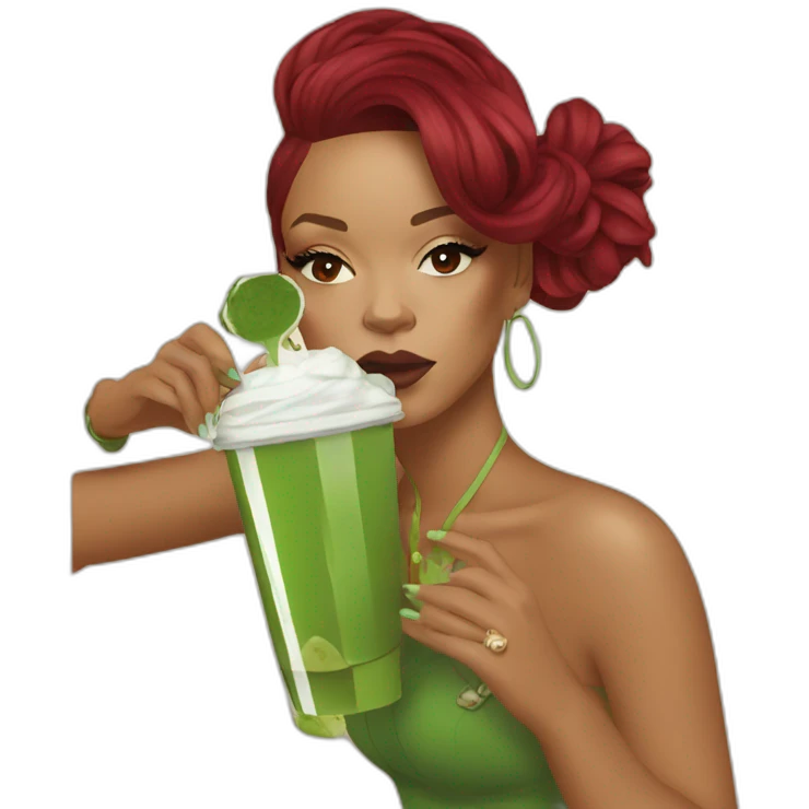 rihanna drinking matcha emoji