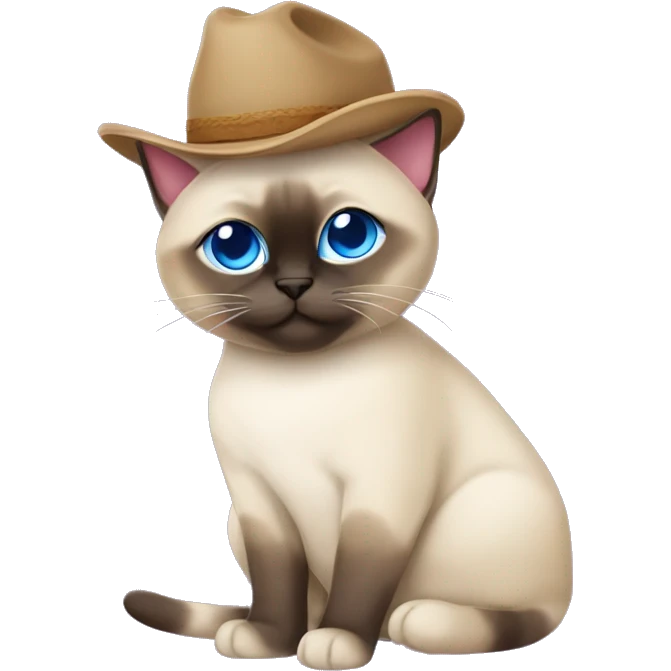 Fat Siamese cat blue eyes lavender cowboy hat emoji