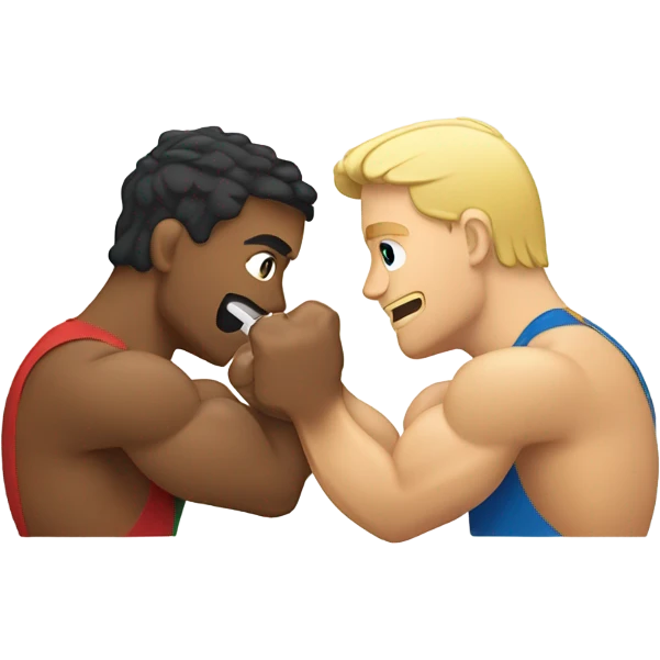 Two men armwresting, One is a moroccan young man et One a blond me emoji