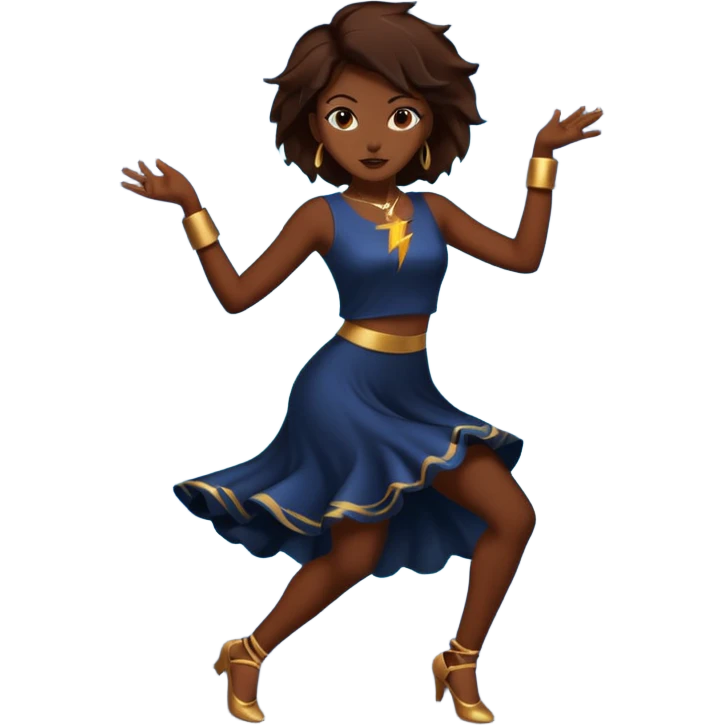 All Brown silhouette of a female dancing with thunder in the background  emoji