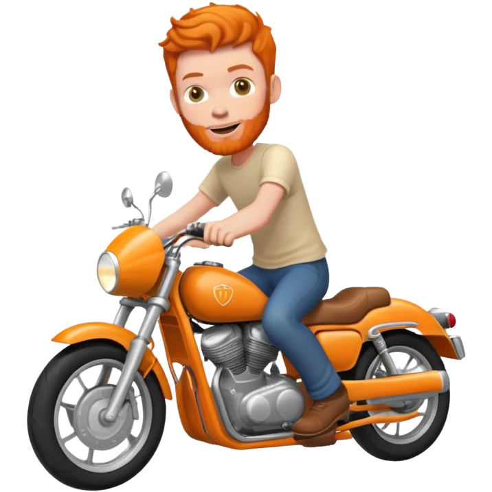 Orange motorcycle, tall ginger guy emoji