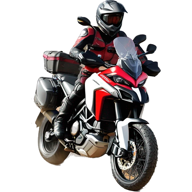 Caricatura Moto Ducati multistrada enduro off road roja y negra llena de barro emoji