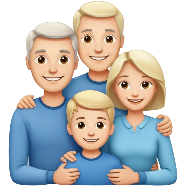 happy white family with husband wife and one son smiling together emoji