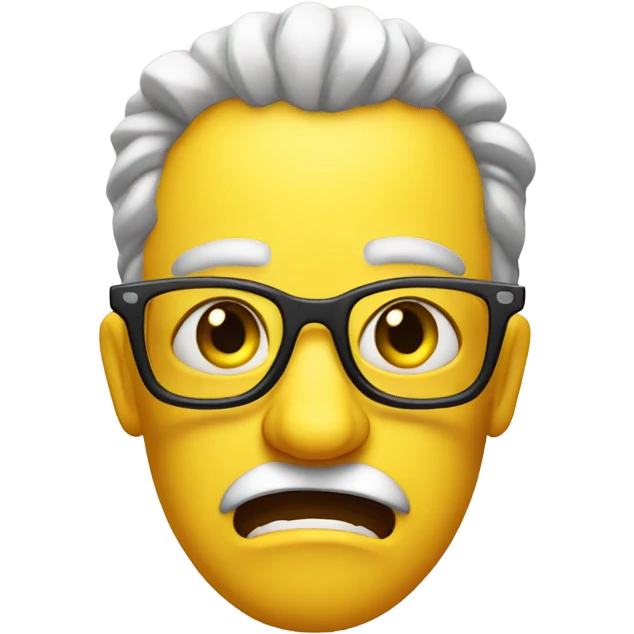 a yellow emoji with big glasses the emoji very angry emoji