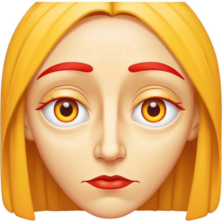 yellow face with droopy eyelids and pronounced red under-eye bags emoji