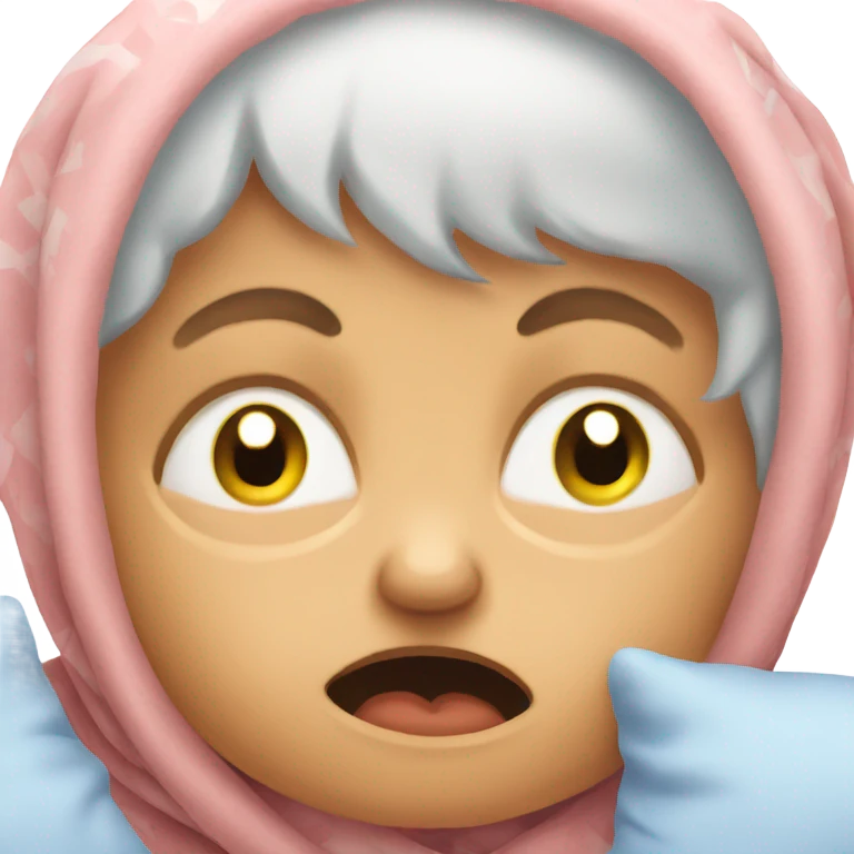 Angry baby looking at sleeping grandma emoji