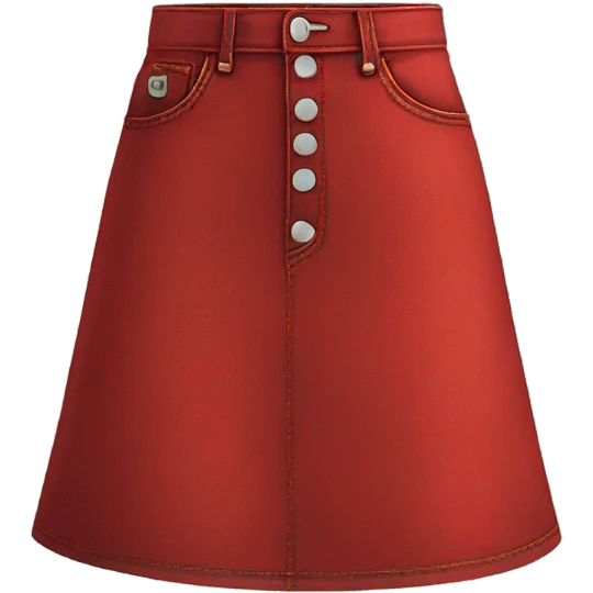 Realistic A-line high waisted red denim skirt, isolated emoji