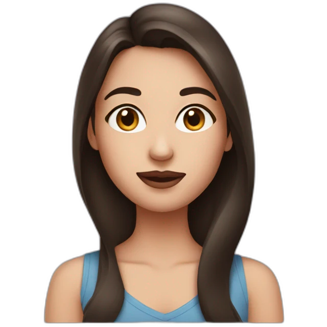 a brunette girl with a mole above her lip on the left emoji