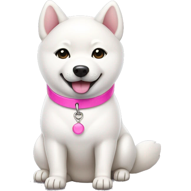 White Shiba Inu with pink collar emoji