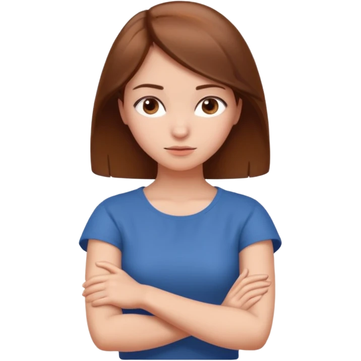 팔짱끼고 갸우뚱하는 궁금함이 많은 젊은 여성 emoji