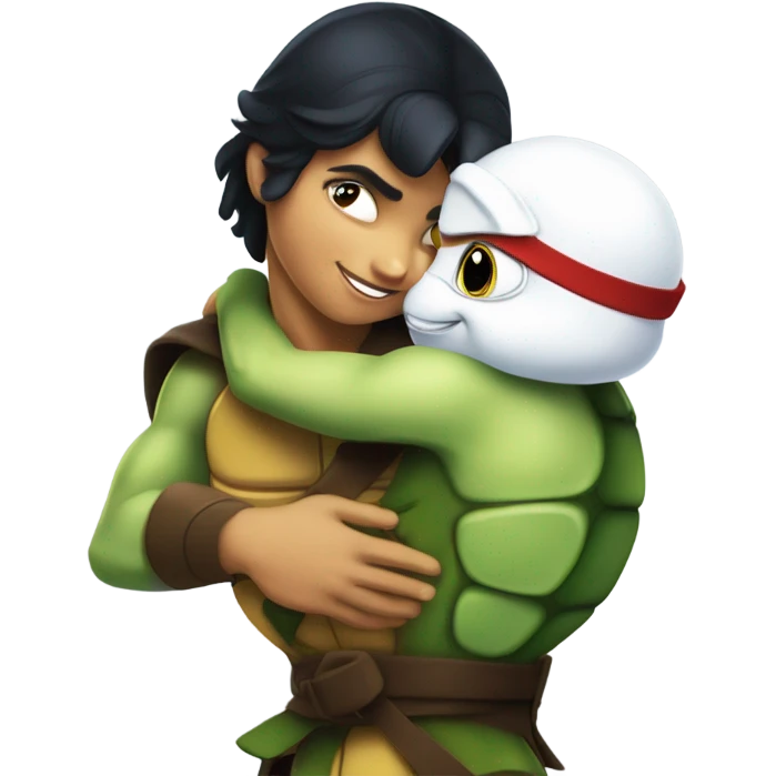 Raphael ninja turtle hugging Disney Snow White  emoji