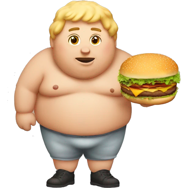 fat person with burger emoji