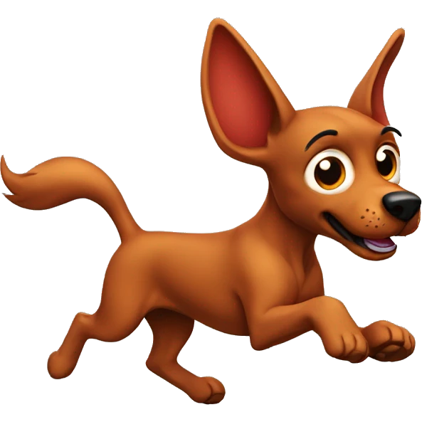 solid red dog with pointed ears running emoji