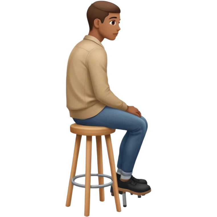 a person sitting on stool full back head turn

 emoji