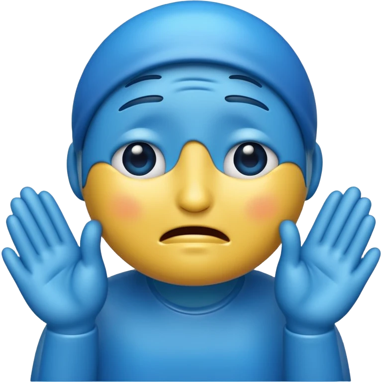 Big blue emoji crying with hands to the side  emoji