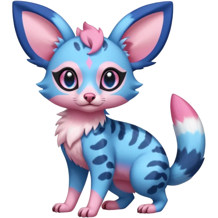 Rare realistic cool cute epic aesthetic colorful Amaura-Sylveon-Civet-Genet-species-Fakemon-hybrid-creature, with markings, full body emoji