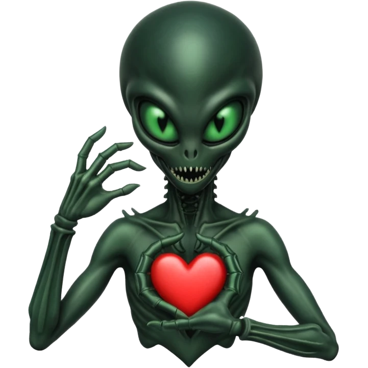 black xenomorph making heart sign emoji
