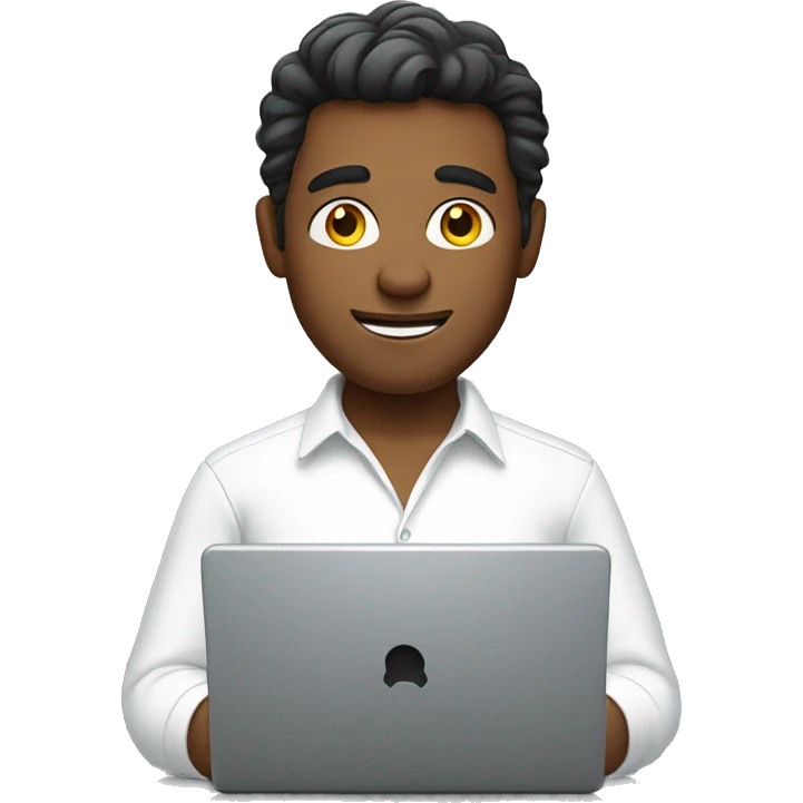 men in white shirt with laptop emoji