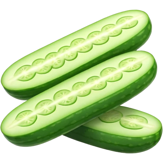 cucumber object icon, fresh cucumber slices, glossy texture, 3D cartoon, mobile game icon style, clean background, no text, no watermark
 emoji