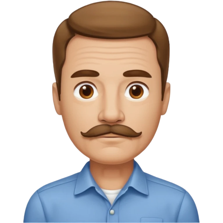 man with mustache, brown hair, 50 years old, shirt, high temple emoji