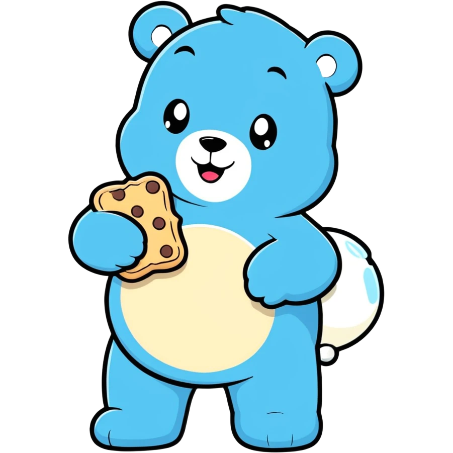 Care bear with cookies and milk  emoji