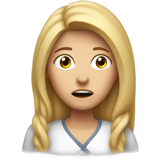 Long blond hair woman looking frustrated  emoji