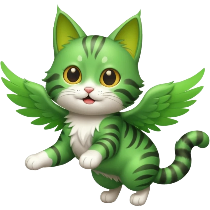 chat volant vert la droite emoji