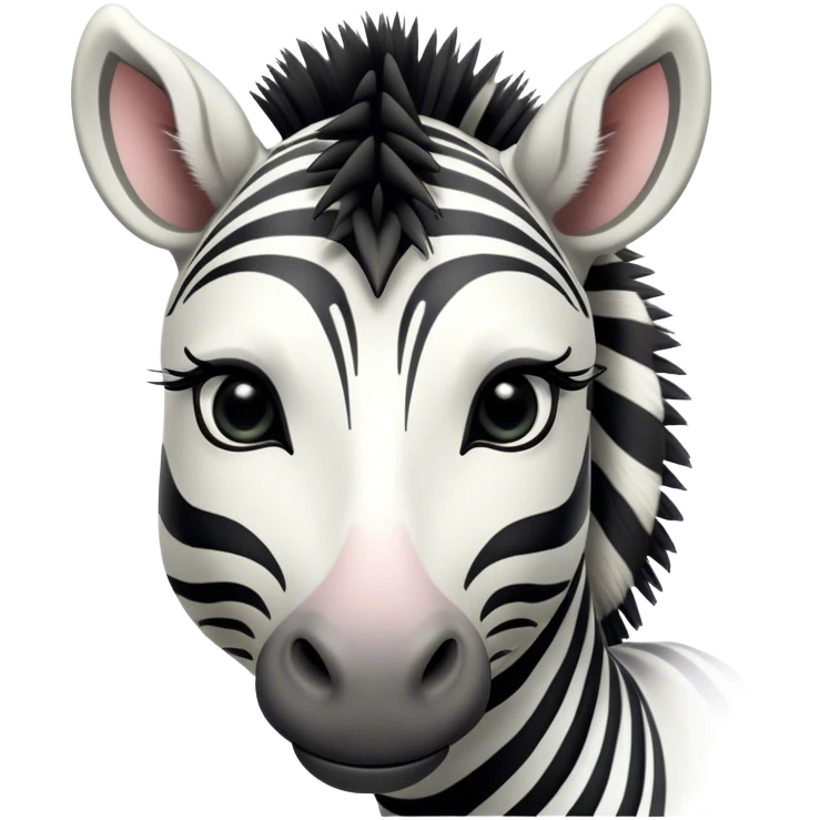 Cinematic Noble Zebra Portrait Emoji, Poised and regal, with a lean, elegant build and a striking Fur of bold black and white stripes, deep-set soulful piercing eyes, Simplified yet sharp and sophisticated features, highly detailed, glowing with a soft, dignified glow, high shine, intelligent and graceful, stylized with an air of savannah chic, focused and attentive, soft glowing outline, capturing the essence of a watchful and confident equine, so majestic it feels as though it could gallop out of the screen with effortless authority! emoji