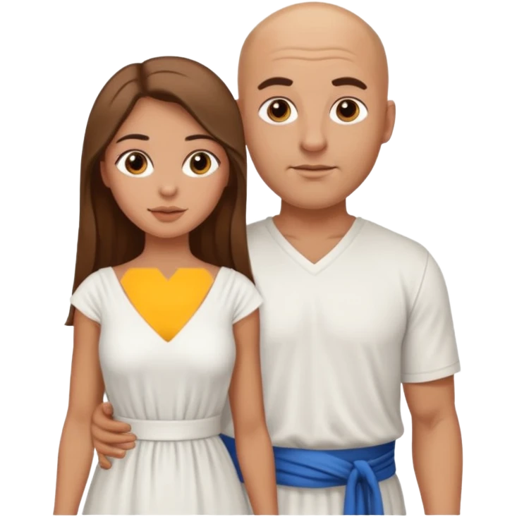 Bald man with Greek girl  emoji