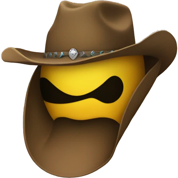 Cowboy hat, smooch, yellow face emoji