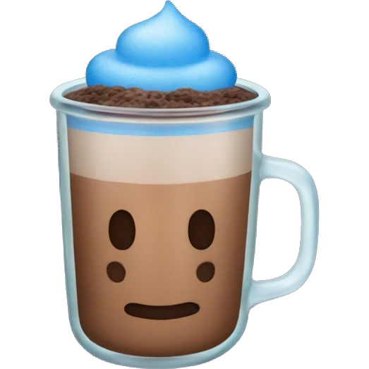 A glass of cocoa to go with a blue snowflake pattern on top emoji