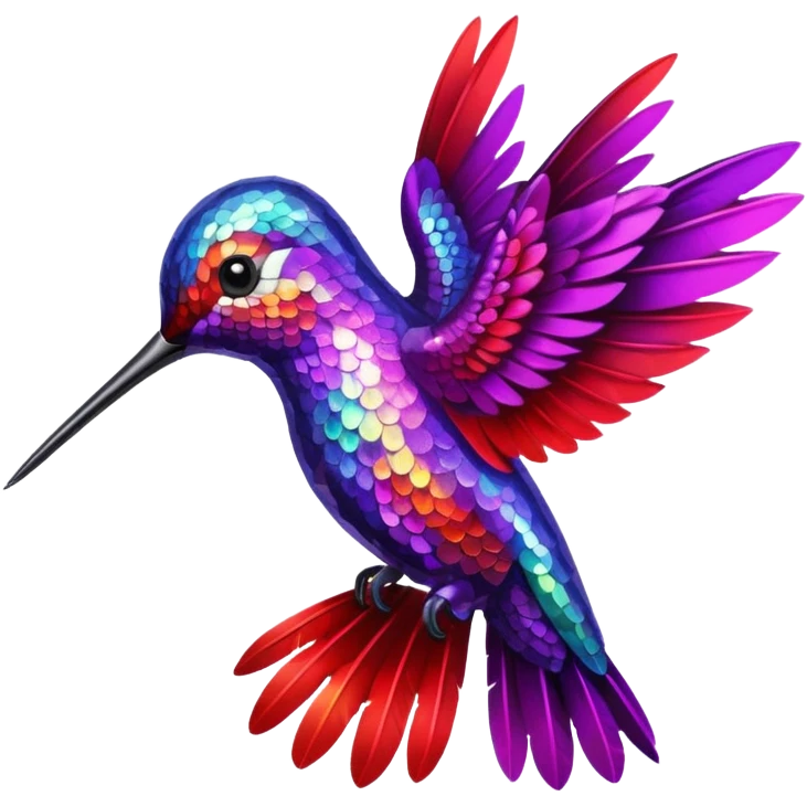 hummingbird with red and purple with glitter emoji