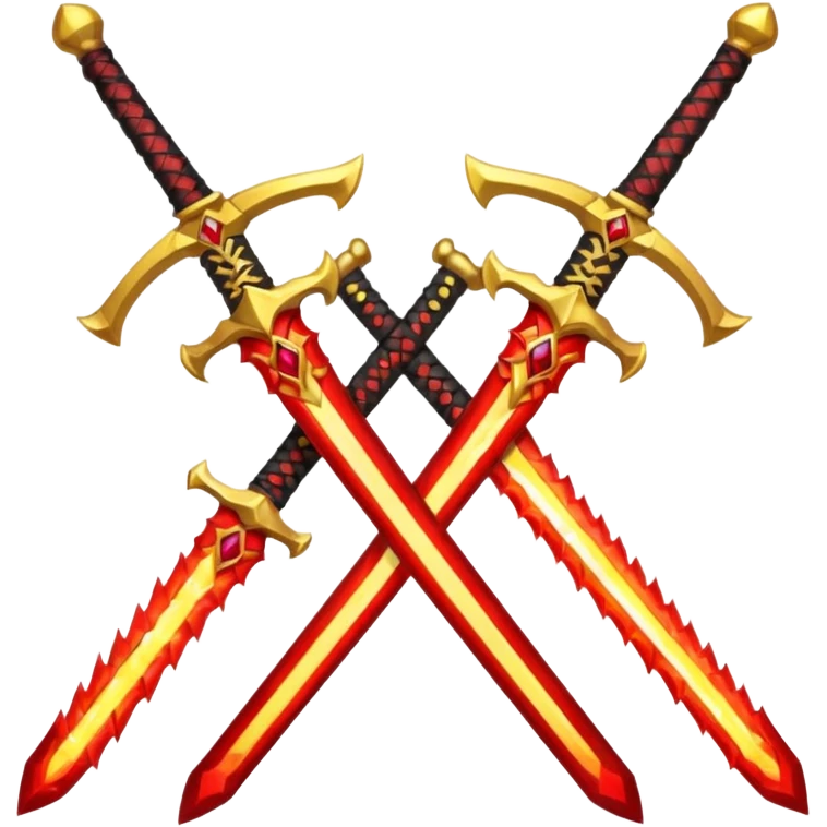 Fully yellow royal two swords crossed fiery with red gems emoji