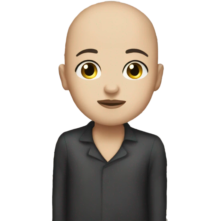 White girl dark hair kissing bald black man emoji