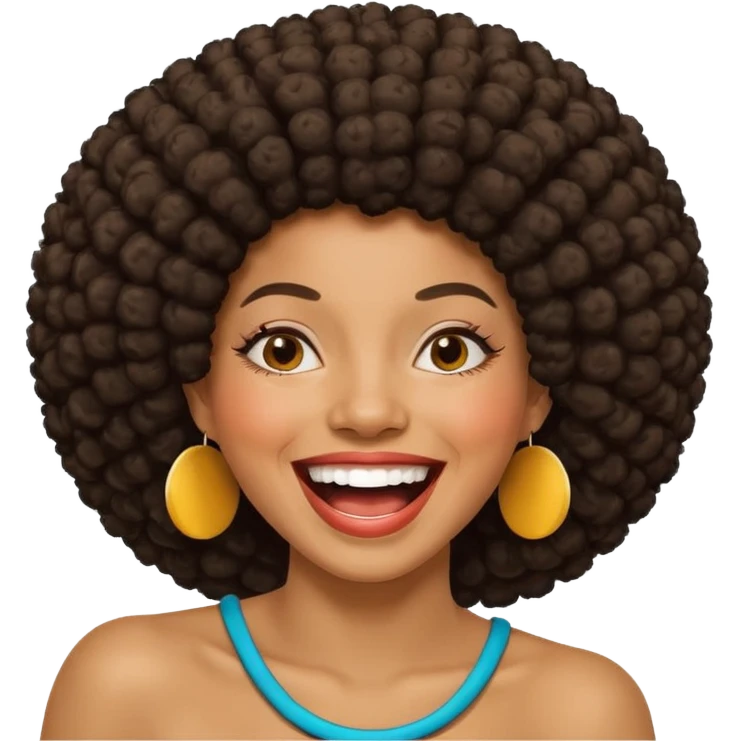 Black woman with an afro laughing  emoji