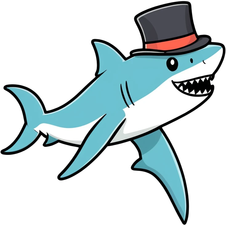 Shark with a top hat emoji