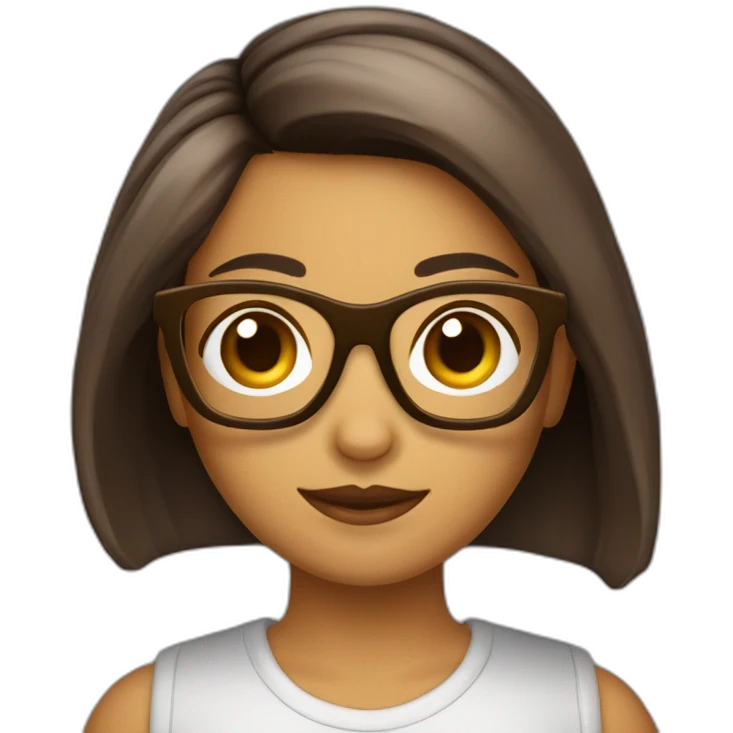 Chica pelo corto liso y marrón con gafas emoji