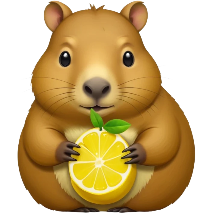 Capybara  holding  lemon emoji
