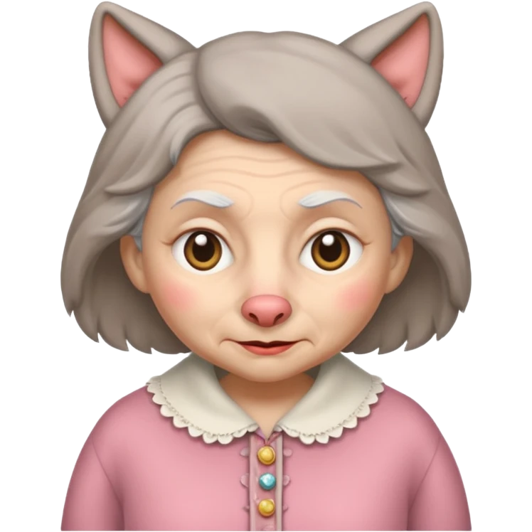 The big bad wolf put on Grandma's clothes and disguised itself as a human. emoji