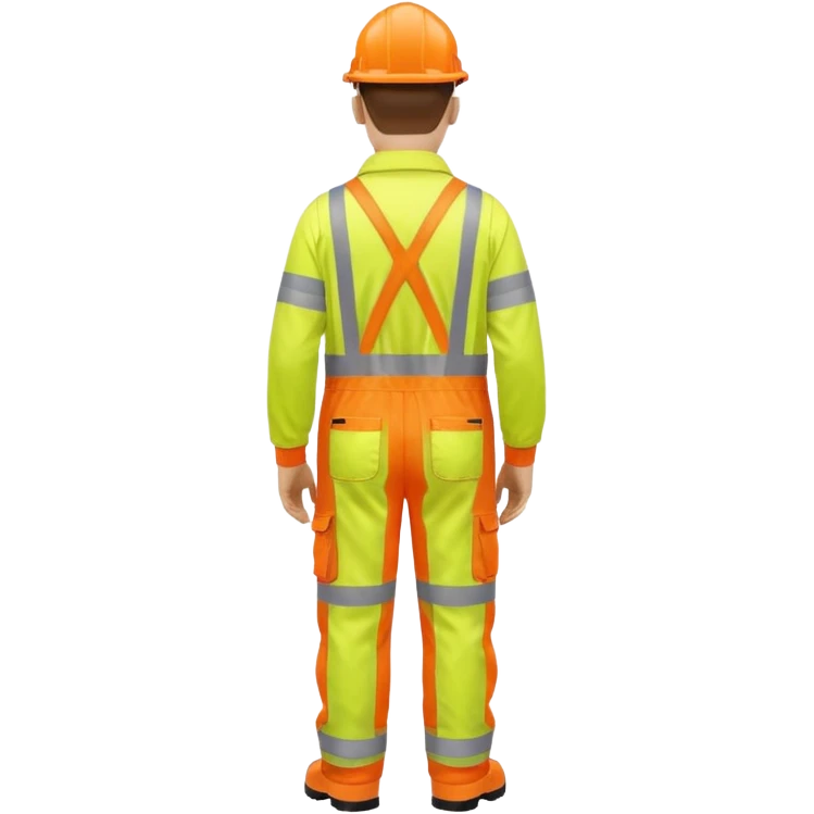 Engineer in orange hi-vis overalls facing away emoji
