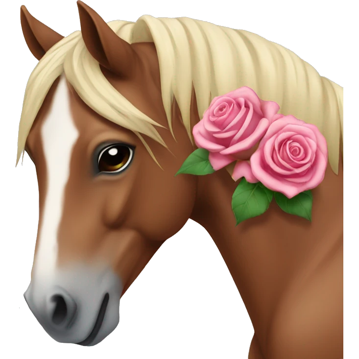 Horse with rose in mouth emoji