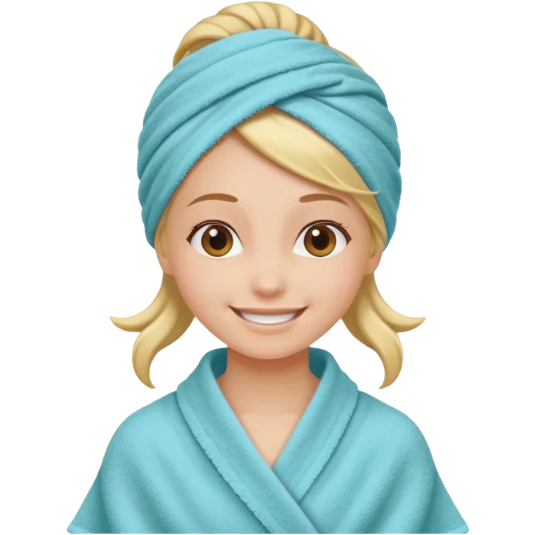 smiling girl with wrap towel on hair emoji