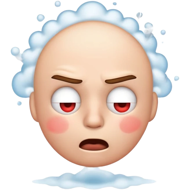 emoji with steam coming from head, red cheeks, stressed and overwhelmed, classic emoji style emoji