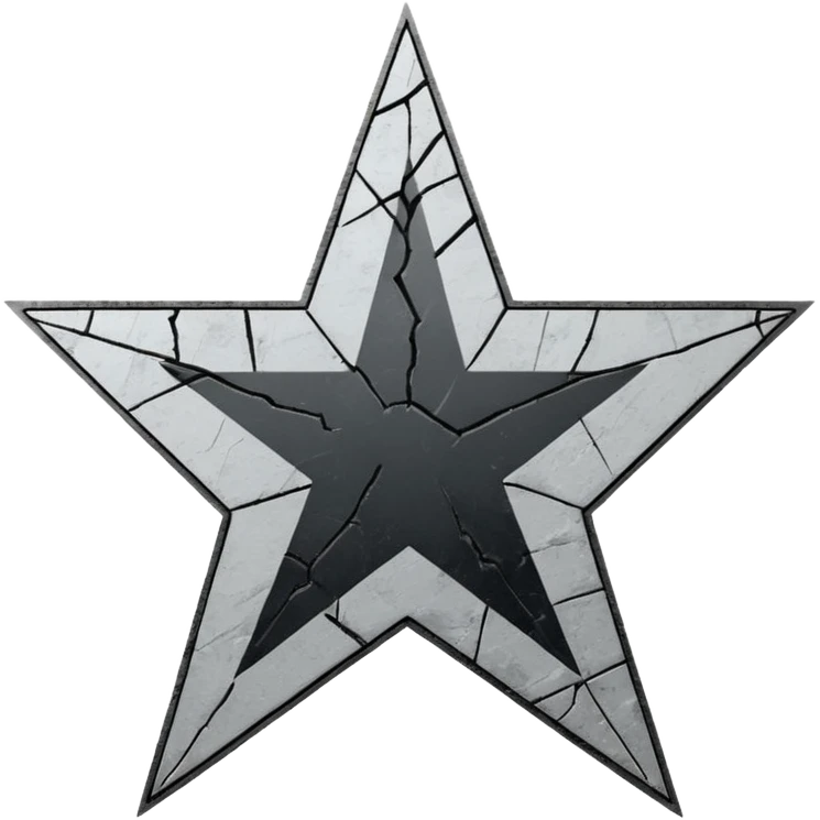 Minimalist emoji-style sticker of a cracked Walk of Fame star with a faint claw mark coming from below, grayscale and ash tones


 emoji